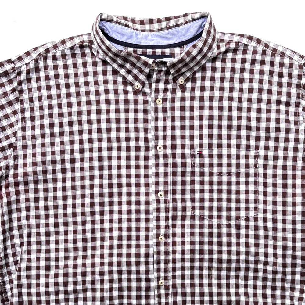 TOMMY HILFIGER Check Plaid Button Down Oxford Long Sleeve Gingham Print Shirt - Picture 10 of 12
